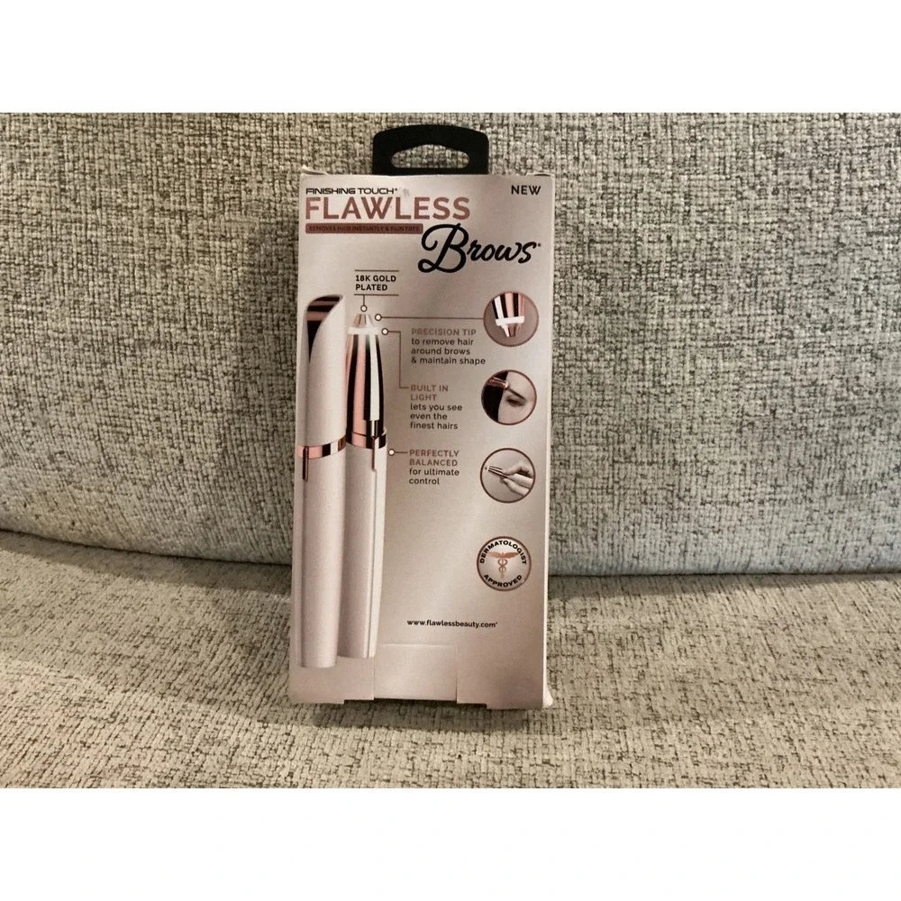Finishing Touch Flawless Brows Eyebrow Hair Remover 18K Gold Plated White New